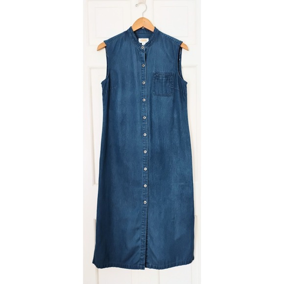 Talbots Dresses & Skirts - Vintage Talbots Petites Denim Maxi Dress Size 10 Sleeveless Button Front Jumper